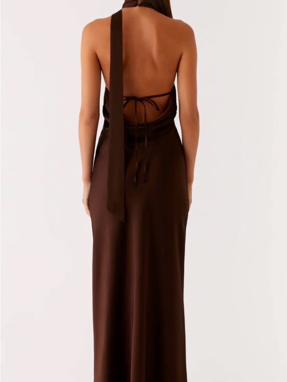 Peppermayo Chocolate Brown Halter Maxi Dress - Picture 2 of 3